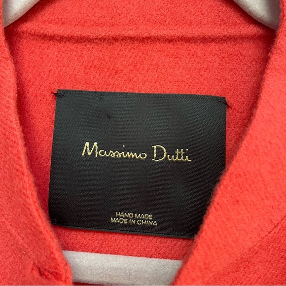 Massimo Dutti Wool Blend Coral Bomber Style Zip Front Pockets Lightweight Jacket - Picture 2 of 12